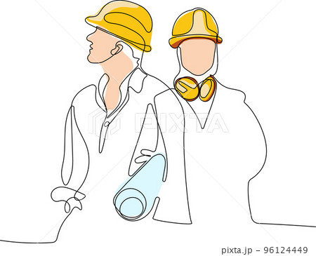 construction manager and engineer working on building site. Vector illustration construction manager and engineer working on building site. Vector illustration 96124449