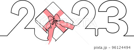 New 2023 Year is coming. Continuous one line drawing of new year sign on background happy new year merry christmas. Vector illustration New 2023 Year is coming. Continuous one line drawing of new year sign on background happy new year merry christmas. Vector illustration 96124494