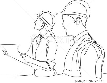 construction manager and engineer working on building site. Vector illustration construction manager and engineer working on building site. Vector illustration 96124842