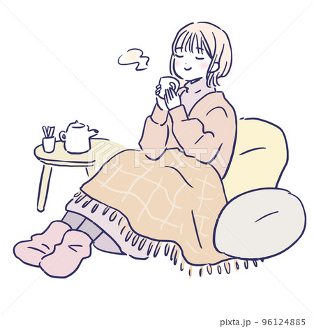 紅茶を飲んで温活する女の子 96124885