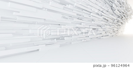 Luxury white abstract architectural minimalistic background. Contemporary showroom. Modern  exhibition stand. Empty gallery. Backlight. Polygonal Graphic Design. 3D illustration and rendering. 96124964
