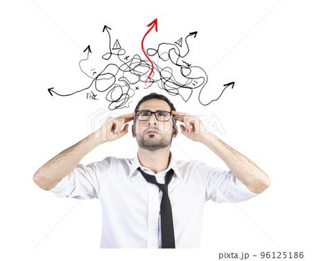 Confused businessman found the way of the solution 96125186