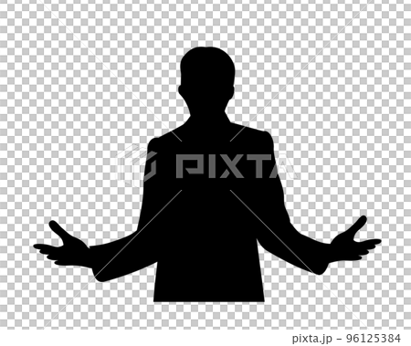 一個張開雙臂的商人的剪影 96125384