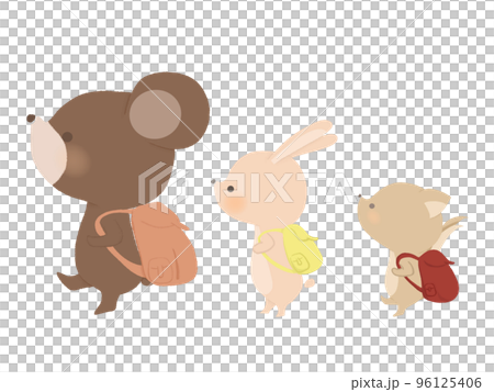 Illustration of animals going on a picnic No line 96125406