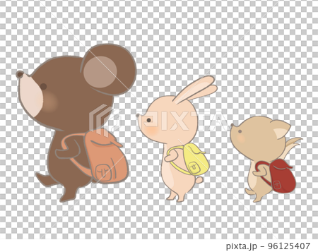 Illustration of animals going on a picnic Lined Illustration of animals going on a picnic Lined 96125407