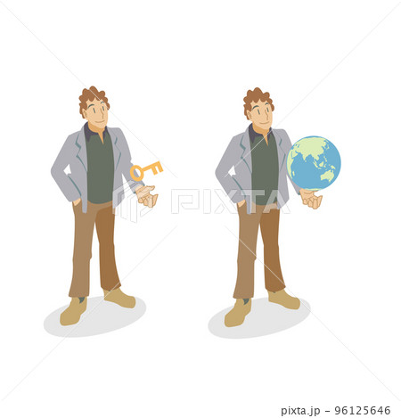 成功の鍵を手に微笑むビジネスマン 成功の鍵を手に微笑むビジネスマン 96125646