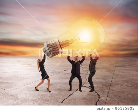 Business people hold a light bulb. concept of new idea and company startup 96125905
