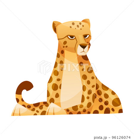Lying Cheetah as African Large Cat with Longのイラスト