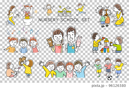 Vector illustration material: kindergarten, nursery school, person set 96126380
