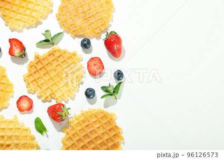Concept of tasty food with wafers, space for text Concept of tasty food with wafers, space for text 96126573