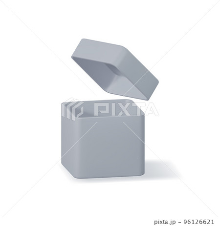3D Grey Open Box Isolated on White 96126621
