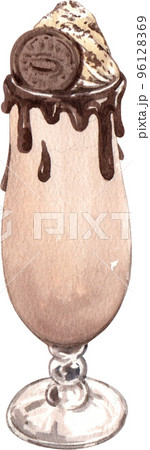 Chocolate Sweet Dessert And Drink Icons Watercolor 96128369