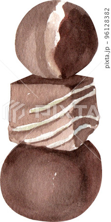 Chocolate Sweet Dessert And Drink Icons Watercolor 96128382