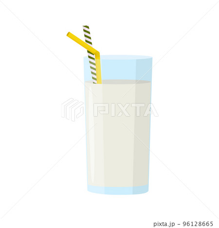 Glass of milk. Elements for design farm products, healthy food. Flat vector illustration. 96128665
