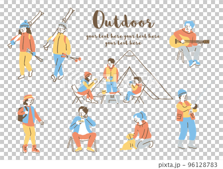 People playing outdoors _ set _ color 96128783