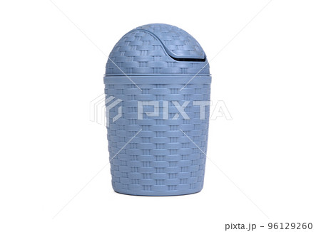 Small blue plastic bin isolated 96129260