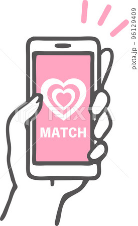 出会い系サイト マッチングアプリ 婚活アプリ を使用する手 スマホのイラスト素材 出会い系サイト マッチングアプリ 婚活アプリ を使用する手 スマホのイラスト素材 96129409