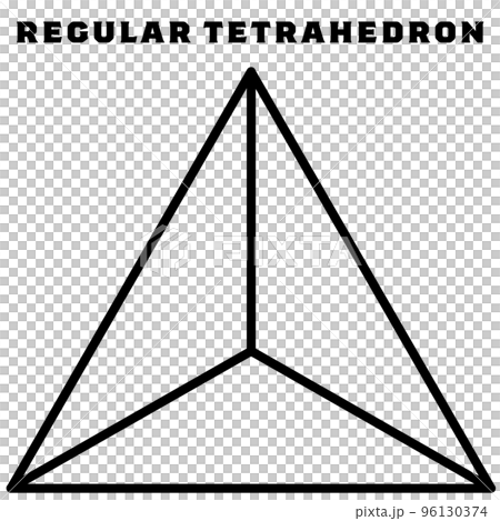 Line drawing of a simple regular tetrahedron 96130374