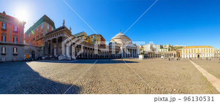 Piazza del Plebiscito and Old Architecture Buildings in Downtown City of Naples, Italy. 96130531