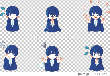 西裝人物各種面部表情的插圖集 96131044