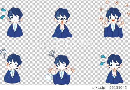 西裝人物各種面部表情的插圖集 96131045