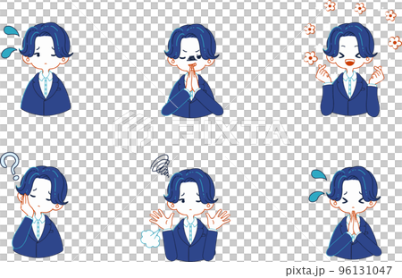 西裝人物各種面部表情的插圖集 96131047