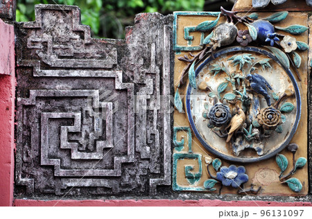 Architectural ceramic details on a temple 96131097