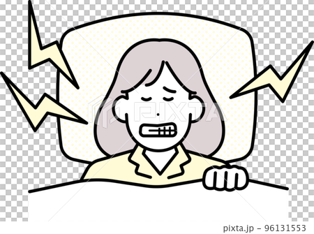 睡覺時磨牙的女人的插圖素材 96131553