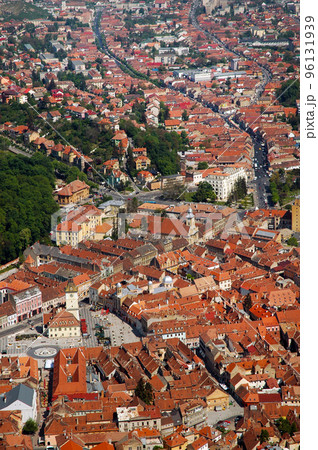 Aerial view of the old European city of Brasov, Romania 96131939