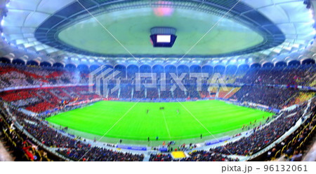 Blurred football stadium and crowd of people 96132061