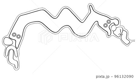 Two-headed snake devouring two humanoid figure 96132090
