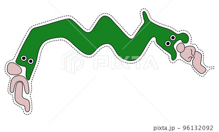 Two-headed snake devouring two humanoid figure 96132092