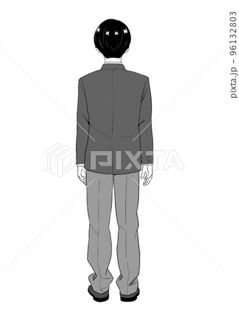 男子高生　後ろ姿　モノクロ 96132803