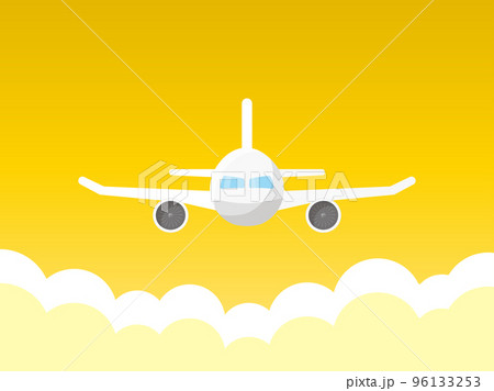 ビジネス旅行輸送イメージ飛行機のイラスト_背景黄色 ビジネス旅行輸送イメージ飛行機のイラスト_背景黄色 96133253