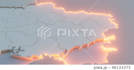 Tension between Ukraine and Russia. Conceptual map of state borders. 3D rendering 96133375