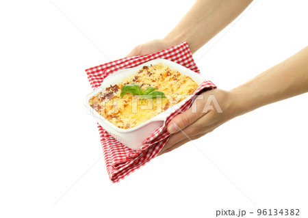 Concept of delicious Italian cuisine food - Lasagna, isolated on white background 96134382