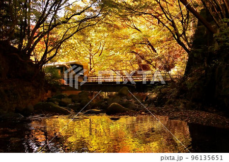 紅葉の渓流を眺めつつ奥鬼怒路を行く…龍王峡駅にて『特急リバティ会津』500系 96135651