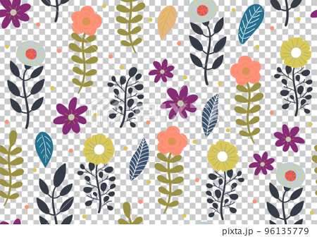 花と葉っぱのシームレスパターン 96135779