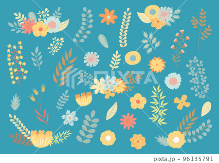 花と葉っぱのイラストセット 96135791