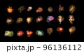 Colorful assorted fireworks selection on a black background. 96136112