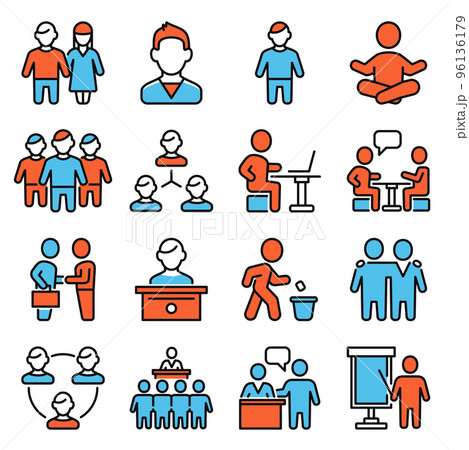 Peoples Icons Set on White Background. Vector 96136179