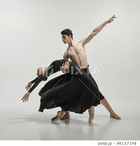 Collage. Portrait of sportive flexible man, ballet dancer performing,  dancing isolated over blue studio background Stock Photo by  ©vova130555@gmail.com 557106018