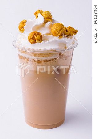 Popcorn milkshake isolated on white background 96138864