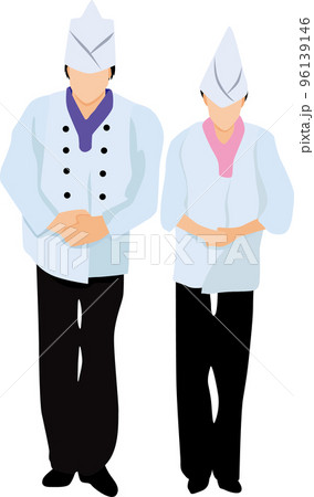 働く飲食店お辞儀男女イラスト 96139146