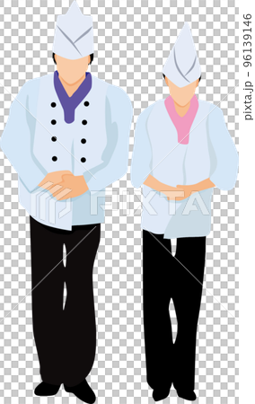 働く飲食店お辞儀男女イラスト 96139146