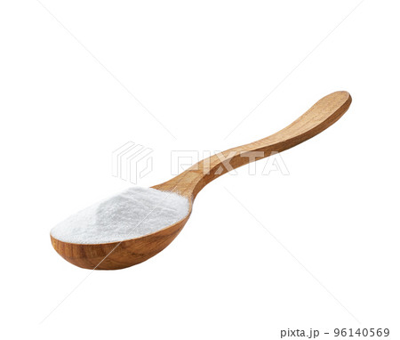 baking soda in a wooden spoon isolated on white background. baking soda in a wooden spoon isolated on white background. 96140569