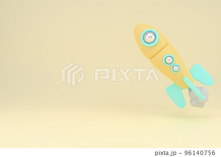 Business start-up concept, Rocket launching from the ground, 3d rendering. Business start-up concept, Rocket launching from the ground, 3d rendering. 96140756