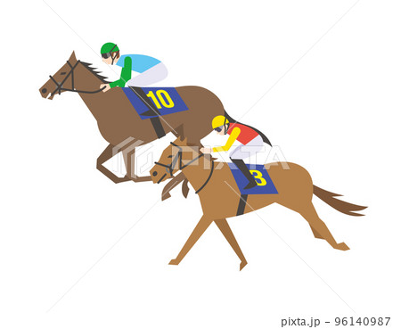 競馬場を駆ける競走馬 96140987