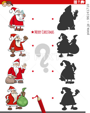 educational shadow game with cartoon Santa Clausのイラスト素材 [96141710] - PIXTA