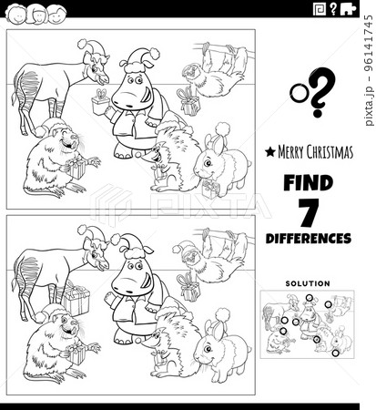 differences task with animals on Christmas time coloring page 96141745